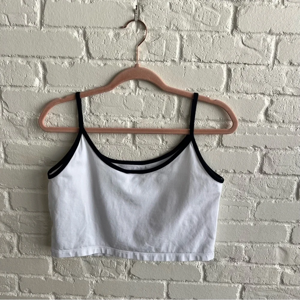 adidas White and Black Cropped Tank Top